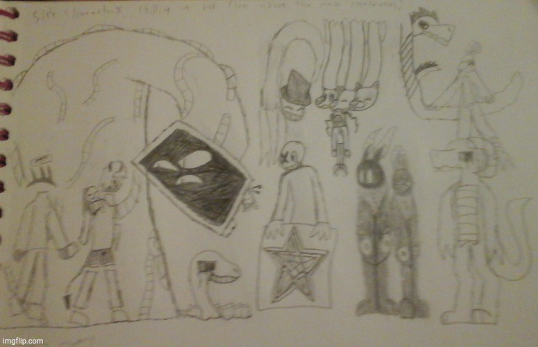 Finished this drawing earlier this week, just forgot to post this | image tagged in drawing,side characters,colection of ocs | made w/ Imgflip meme maker