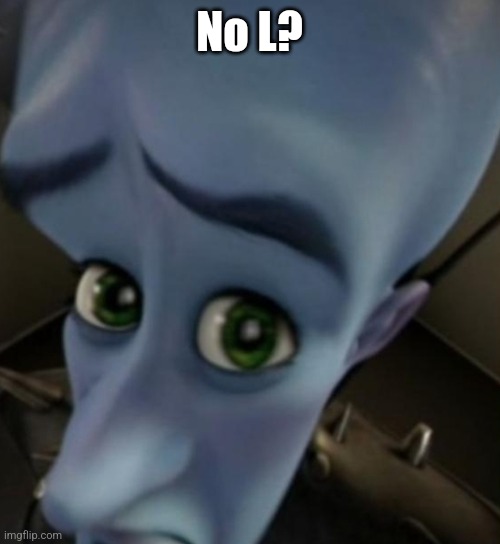 No L... No L... No L... No L | No L? | image tagged in megamind no bitches | made w/ Imgflip meme maker