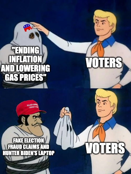 Campaign on crime... govern on conspiracy | VOTERS; VOTERS | image tagged in politics,hypocrisy,gop,hunter biden | made w/ Imgflip meme maker