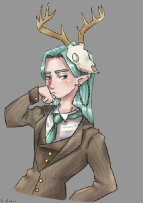 redraw of an extremely goofy oc (I hate the dumbass deer skull on his head) | made w/ Imgflip meme maker