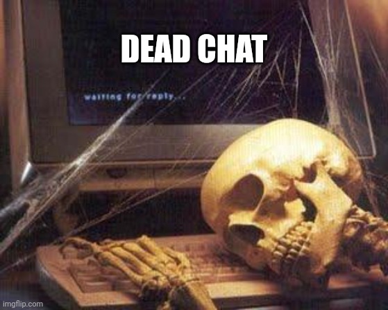 :/ | DEAD CHAT | image tagged in waiting skull | made w/ Imgflip meme maker
