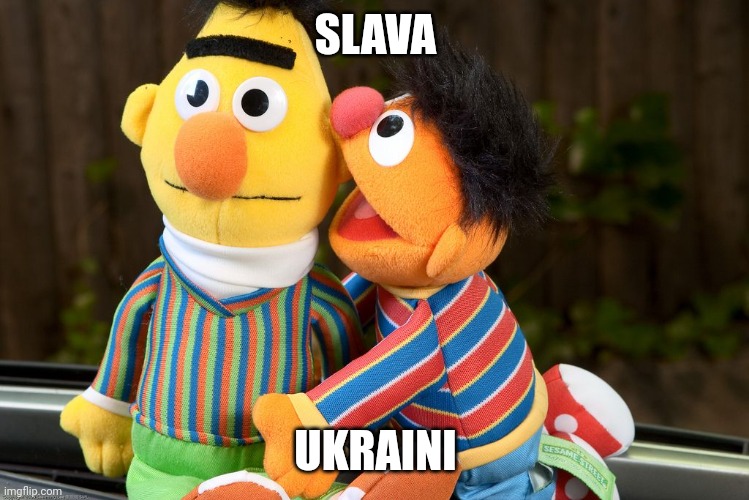 sesame street whisper | SLAVA; UKRAINI | image tagged in sesame street whisper,memes,ukraine | made w/ Imgflip meme maker