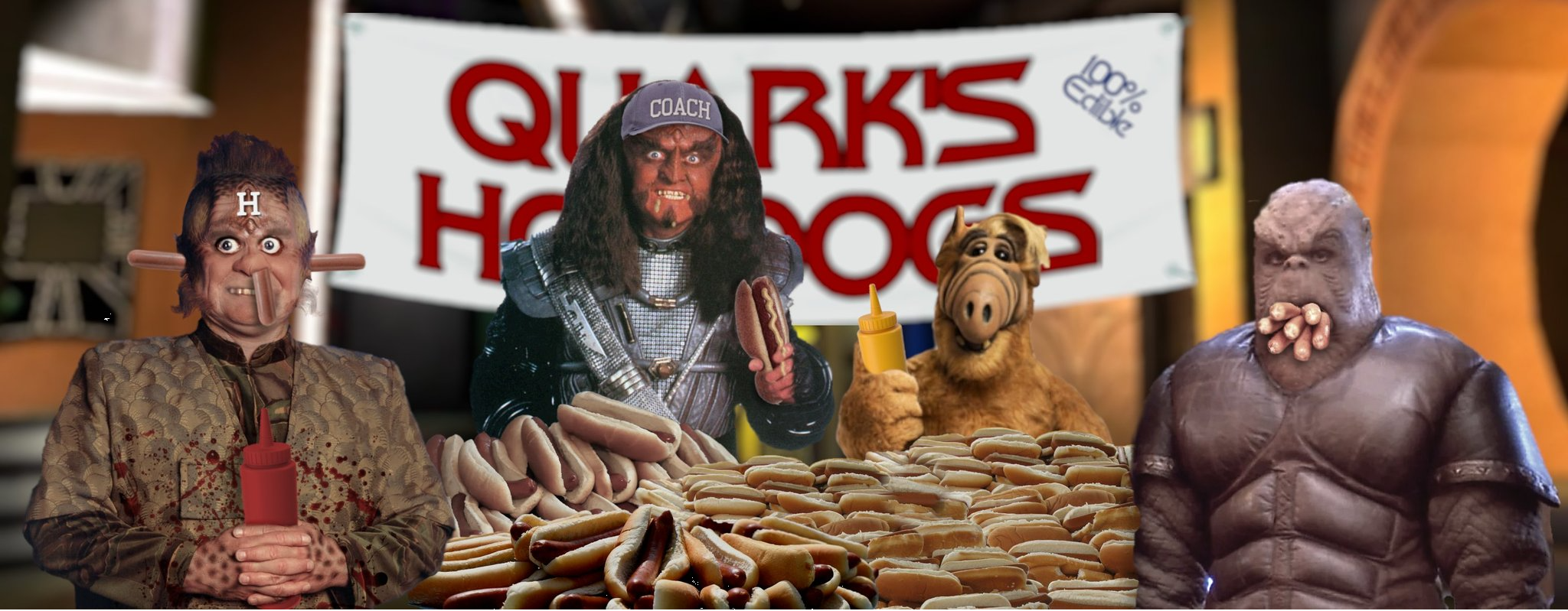 High Quality Coach Gowron Gowrix Morn Alf Hot Dog Eating Contest Blank Meme Template