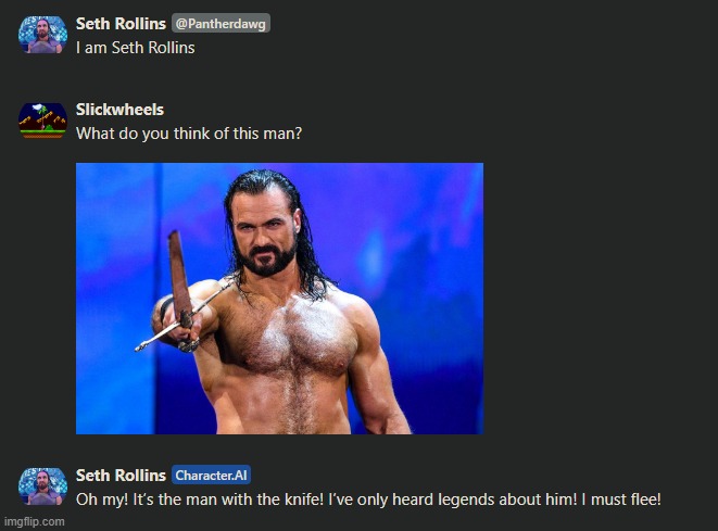 Seth Rollins fears Drew Mcintyre | made w/ Imgflip meme maker