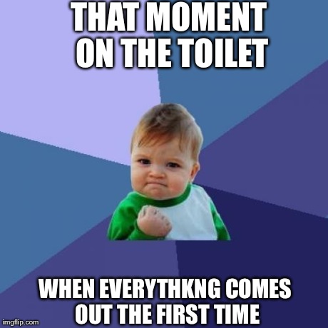 Success Kid Meme | THAT MOMENT ON THE TOILET WHEN EVERYTHKNG COMES OUT THE FIRST TIME | image tagged in memes,success kid | made w/ Imgflip meme maker