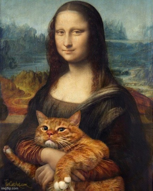 Monalisa holding a cat | image tagged in awesome | made w/ Imgflip meme maker