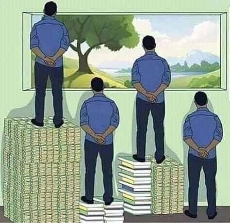 Man standing on book and money Blank Meme Template