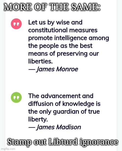 MORE OF THE SAME: Stamp out Libturd ignorance | made w/ Imgflip meme maker