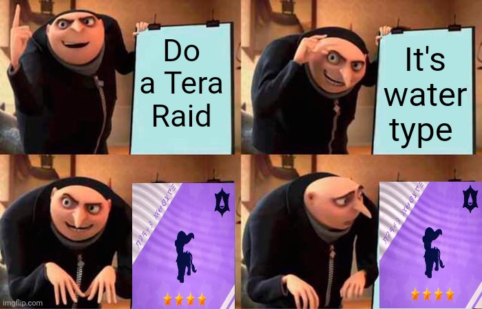 If you know, you know | Do a Tera Raid; It's water type | image tagged in memes,gru's plan | made w/ Imgflip meme maker