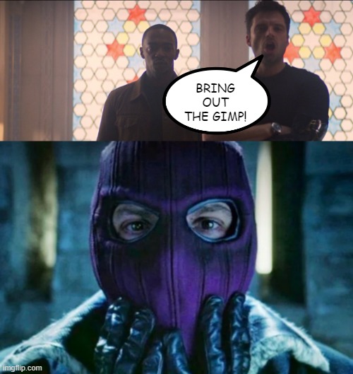 Zemo Fiction | BRING OUT THE GIMP! | image tagged in looking strong - blank | made w/ Imgflip meme maker
