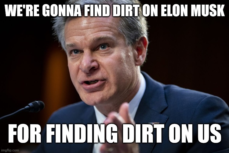 The feds are already on it. | WE'RE GONNA FIND DIRT ON ELON MUSK; FOR FINDING DIRT ON US | image tagged in memes | made w/ Imgflip meme maker