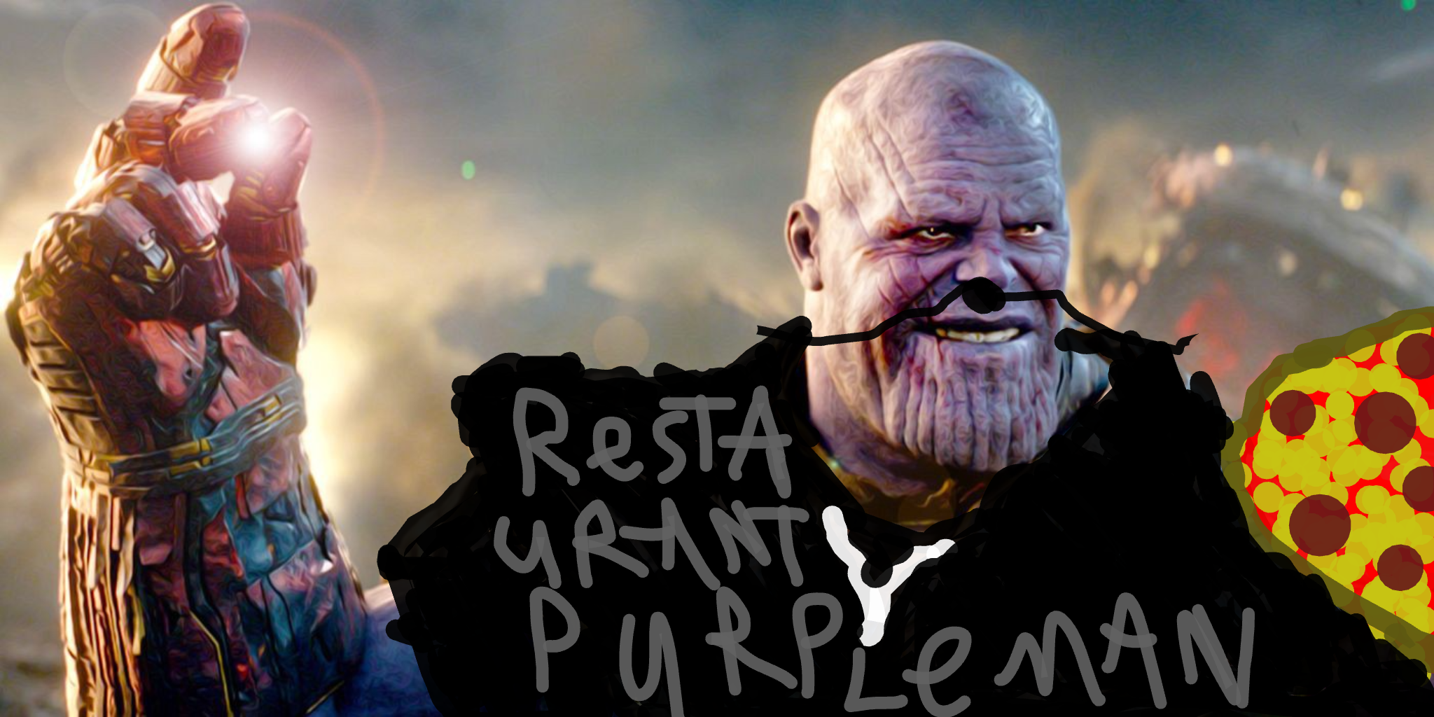 Restaurant purple man Blank Meme Template