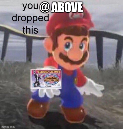 Mario You dropped this | @ ABOVE | image tagged in mario you dropped this | made w/ Imgflip meme maker
