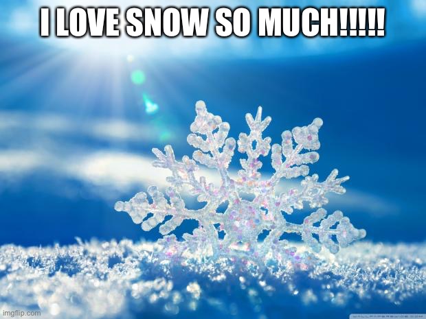 snowflake | I LOVE SNOW SO MUCH!!!!! | image tagged in snowflake | made w/ Imgflip meme maker