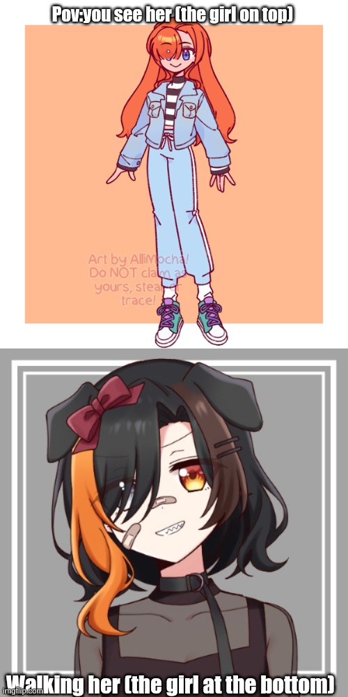 I redesigned Cassie! | Pov:you see her (the girl on top); Walking her (the girl at the bottom) | made w/ Imgflip meme maker