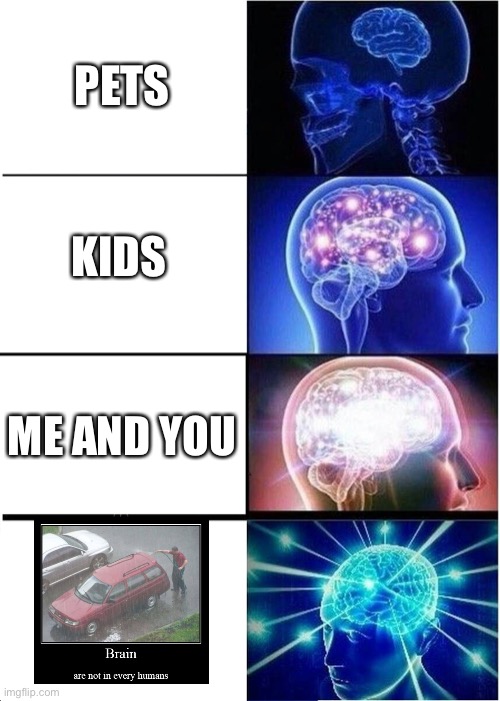 Expanding Brain | PETS; KIDS; ME AND YOU | image tagged in memes,expanding brain | made w/ Imgflip meme maker