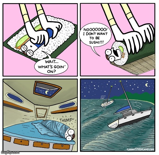 Sushi sail | image tagged in sushi,sail,ship,comics,comics/cartoons,comic | made w/ Imgflip meme maker