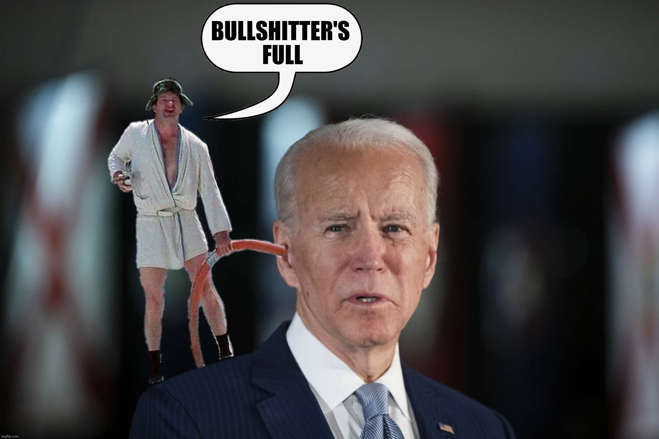 Bad Photoshop Sunday presents:  Don't you go falling in love with him now because we're taking him with us when we leave in 2024 | image tagged in bad photoshop,joe biden,cousin eddie,christmas vacation,shitter's full | made w/ Imgflip meme maker