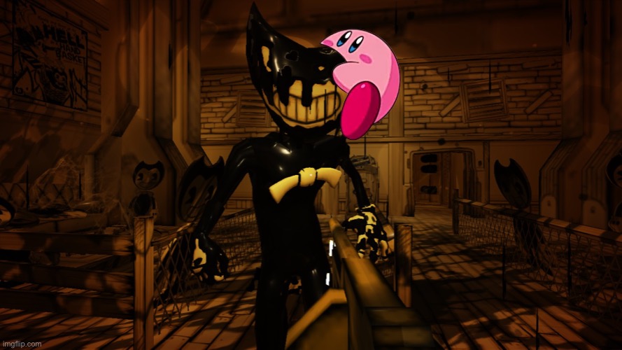 Kirby fits on everything part 7 | image tagged in ink bendy | made w/ Imgflip meme maker