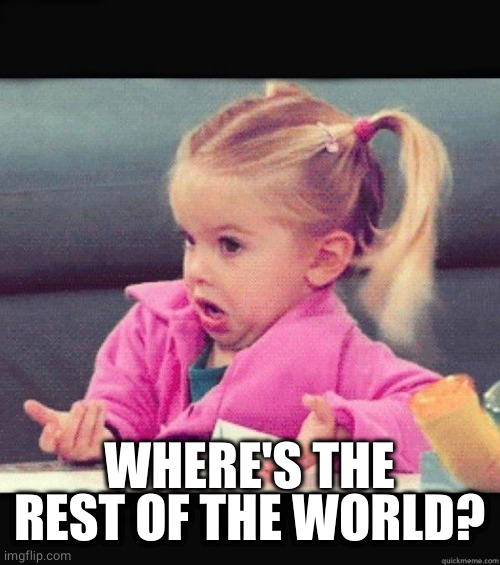 I dont know girl | WHERE'S THE REST OF THE WORLD? | image tagged in i dont know girl | made w/ Imgflip meme maker