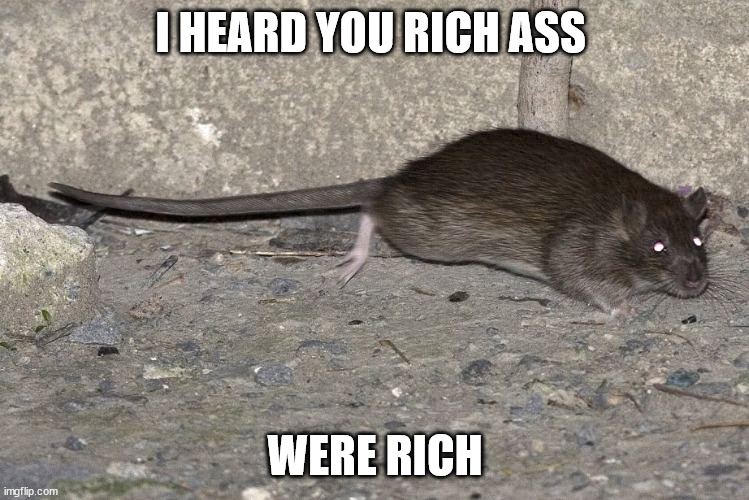 smell like rich | I HEARD YOU RICH ASS; WERE RICH | image tagged in no money | made w/ Imgflip meme maker