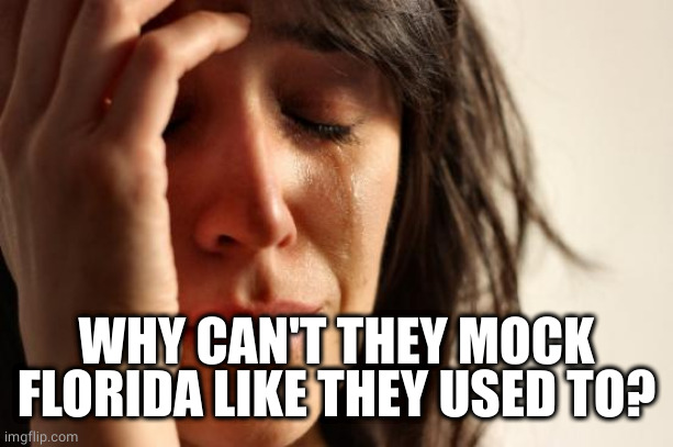 First World Problems Meme | WHY CAN'T THEY MOCK FLORIDA LIKE THEY USED TO? | image tagged in memes,first world problems | made w/ Imgflip meme maker