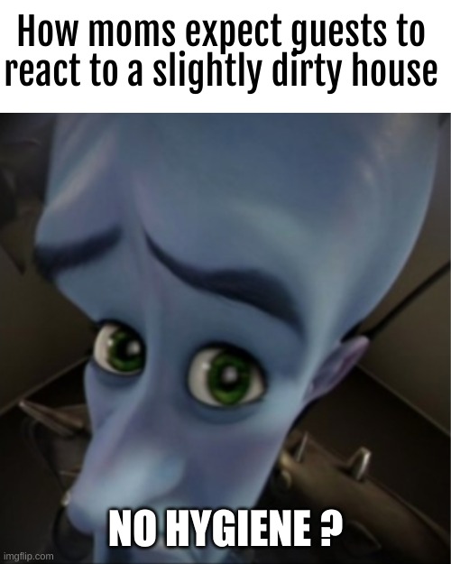 Why tho ? | How moms expect guests to react to a slightly dirty house; NO HYGIENE ? | image tagged in megamind peeking | made w/ Imgflip meme maker