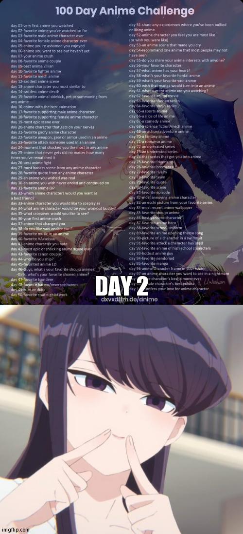 Komi Can't Communicate | DAY 2 | image tagged in 100 day anime challenge,komi | made w/ Imgflip meme maker