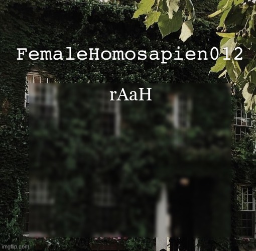 FemaleHomosapien012 | rAaH | image tagged in femalehomosapien012 | made w/ Imgflip meme maker