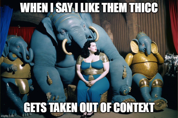 When I say I like them thicc | WHEN I SAY I LIKE THEM THICC; GETS TAKEN OUT OF CONTEXT | image tagged in thick chick,funny,thicc,women,sexy,boobs | made w/ Imgflip meme maker