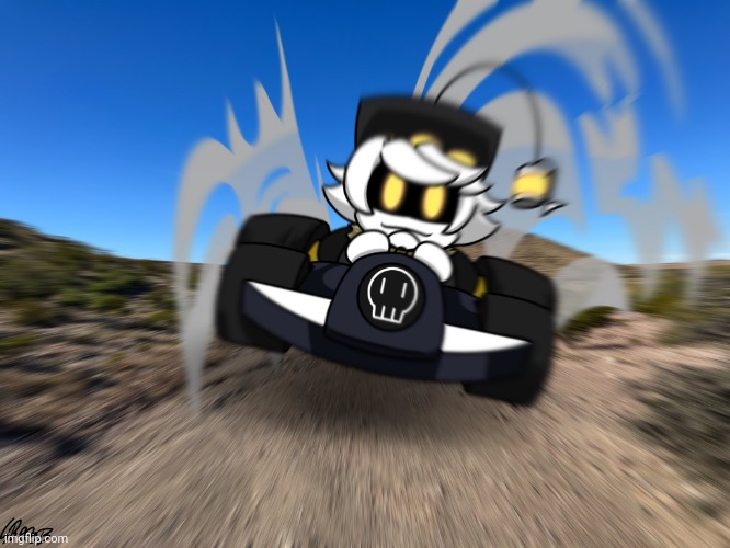 N driving a car at you (Art by SBeegB) | image tagged in n driving a car at you,murder drones | made w/ Imgflip meme maker