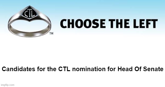 comment below to run for the CTL nomination for HOS | Candidates for the CTL nomination for Head Of Senate | image tagged in choose the left ring | made w/ Imgflip meme maker