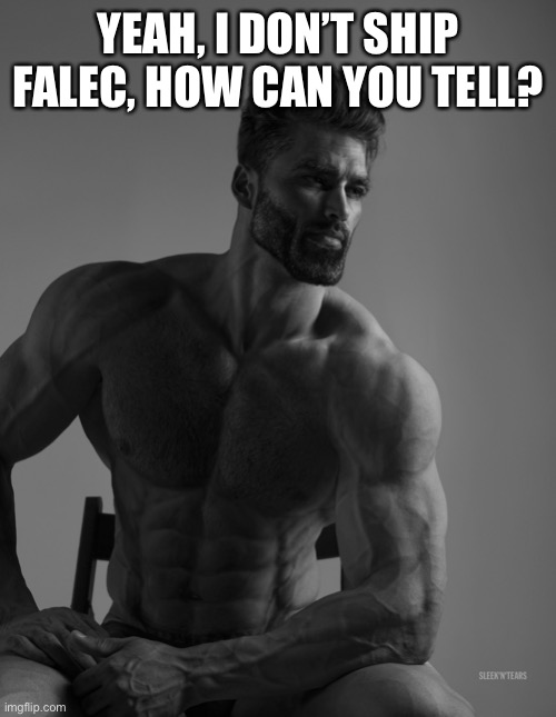 Giga Chad | YEAH, I DON’T SHIP FALEC, HOW CAN YOU TELL? | image tagged in giga chad,memes,gigachad,falec sucks,falec,funny | made w/ Imgflip meme maker