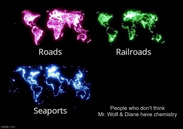 Roads Railroads Seaports | People who don't think Mr. Wolf & Diane have chemistry | image tagged in roads railroads seaports fixed textboxes | made w/ Imgflip meme maker