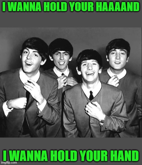 the beatles | I WANNA HOLD YOUR HAAAAND I WANNA HOLD YOUR HAND | image tagged in the beatles | made w/ Imgflip meme maker