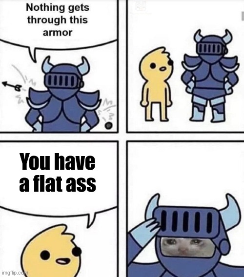 The only reason why I started working out | You have a flat ass | image tagged in nothing gets through this armor | made w/ Imgflip meme maker