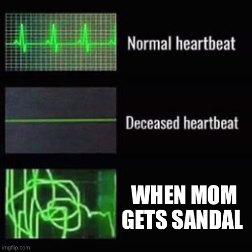 heartbeat rate | WHEN MOM GETS SANDAL | image tagged in heartbeat rate | made w/ Imgflip meme maker