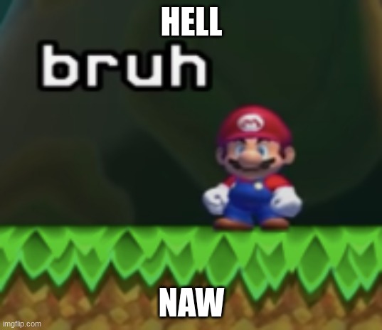 HELL NAW | image tagged in mario bruh | made w/ Imgflip meme maker