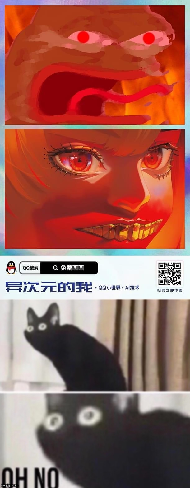 Average American rage-forg vs. average Chinese unholy anger-demon | image tagged in pepe rage anime,oh no cat,pepe,pepe the frog,forg,anime | made w/ Imgflip meme maker