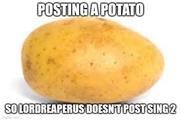 Pls dont | POSTING A POTATO; SO LORDREAPERUS DOESN'T POST SING 2 | image tagged in potato | made w/ Imgflip meme maker