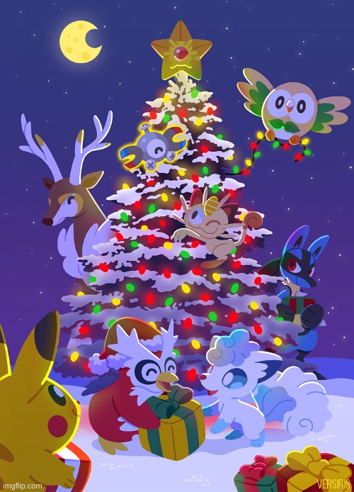 posting christmas pokemon art everyday until christmas day 4 - staryu at the top completes it | made w/ Imgflip meme maker