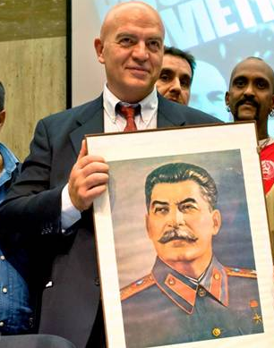 Marco rizzo with portrait of Stalin Blank Meme Template