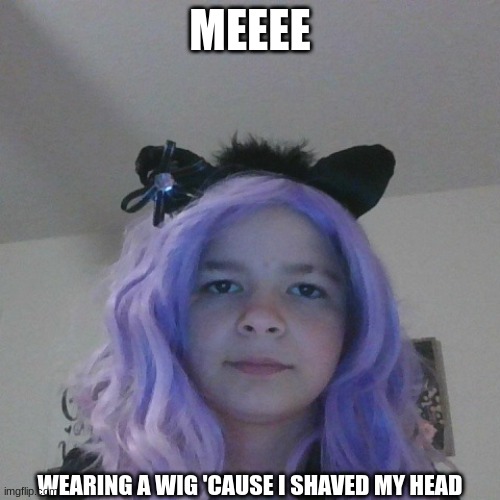 MEEEE; WEARING A WIG 'CAUSE I SHAVED MY HEAD | made w/ Imgflip meme maker
