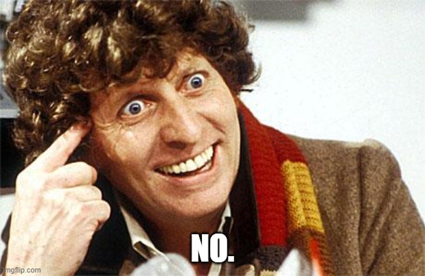 Doctor Who Fourth Doctor | NO. | image tagged in doctor who fourth doctor | made w/ Imgflip meme maker