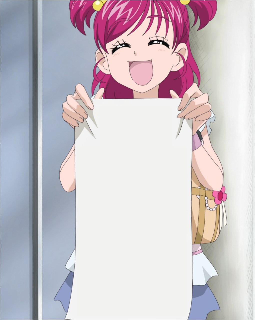 Nozomi holding a paper Blank Meme Template