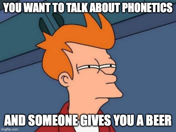 IPA | YOU WANT TO TALK ABOUT PHONETICS; AND SOMEONE GIVES YOU A BEER | image tagged in memes,futurama fry | made w/ Imgflip meme maker
