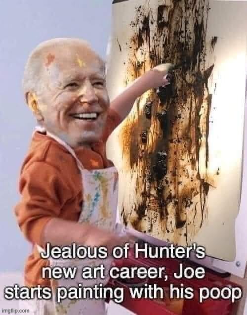 Joe Biden becomes artist | image tagged in joe biden,biden,hunter biden | made w/ Imgflip meme maker