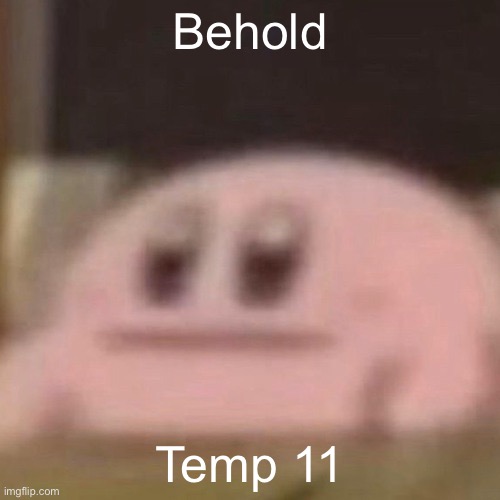 kirb | Behold; Temp 11 | image tagged in kirb | made w/ Imgflip meme maker