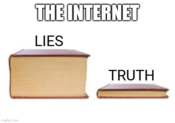 Big book small book | THE INTERNET; LIES; TRUTH | image tagged in big book small book | made w/ Imgflip meme maker