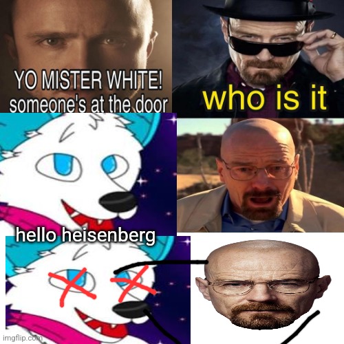 We do a little trolling | hello heisenberg | image tagged in yo mister white someone s at the door | made w/ Imgflip meme maker
